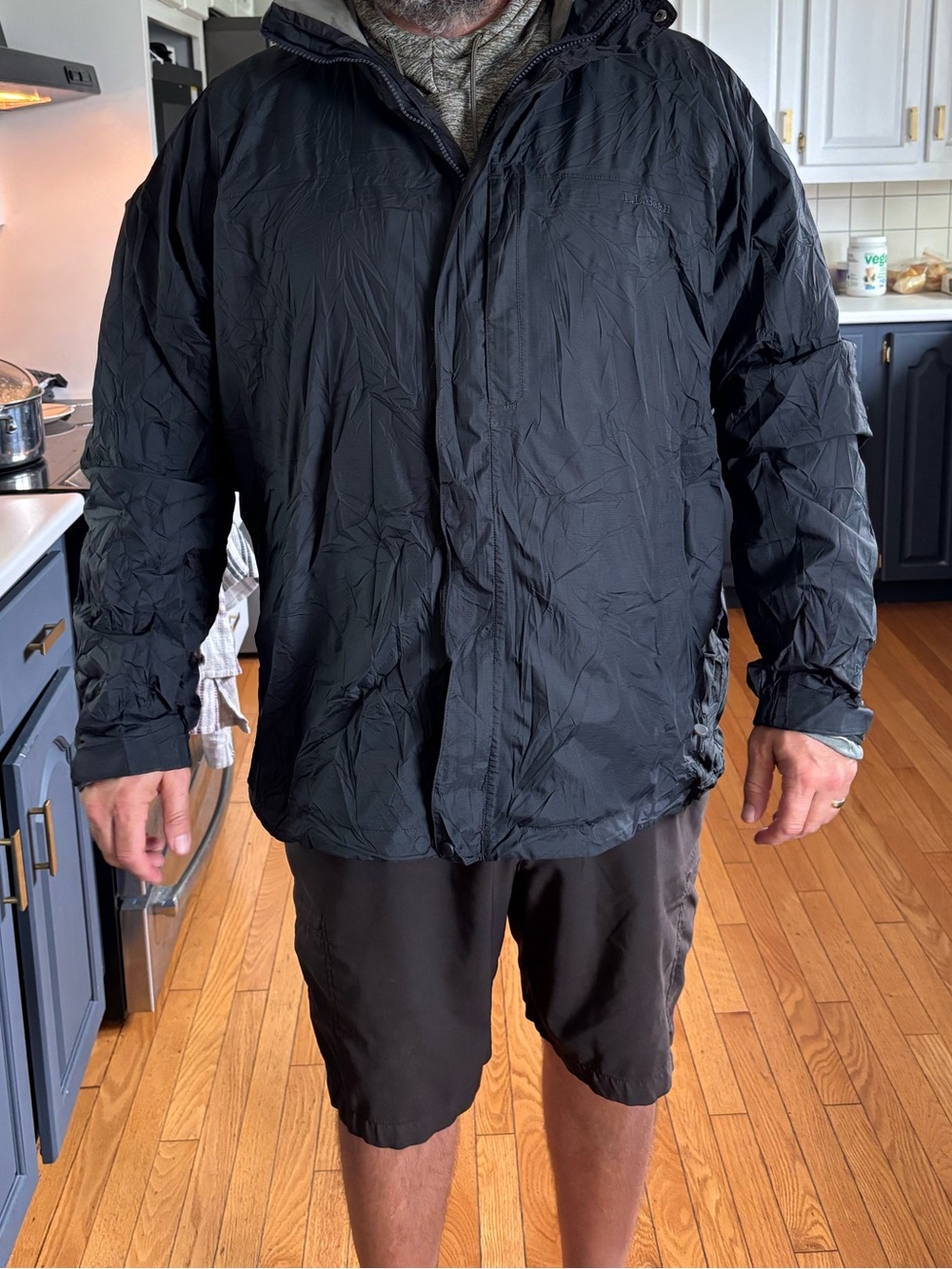 L.L. Bean Black Hooded Wind/Rain Jacket